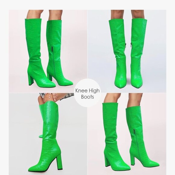 Modatope Green Knee High Boots - Picture 3 of 6